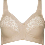 Naturana Wide Strap Full Coverage Wirefree Cotton Bra Beige