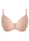 Pink bra on a white background