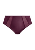 Maroon high-waisted bikini bottom on a white background