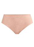 Light pink-colored bikini bottom on a white background