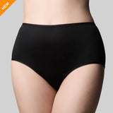 Black high-waisted underwear on a gray background