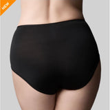 Black high-waisted underwear on a gray background