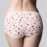 Floral-patterned underwear on a plain background