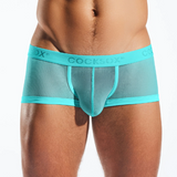 Teal men's underwear with 'COCKSOX' branding on the waist band
