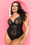 Curvy Kate Elementary Plunge Bodysuit Black/Pink