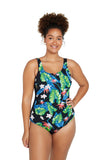 Genevieve Pin Tuck Side Panel Swimsuit Paradise