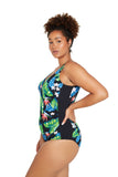 Genevieve Pin Tuck Side Panel Swimsuit Paradise