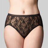 Black lace underwear on a neutral background