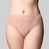 Lace pink underwear on a plain background