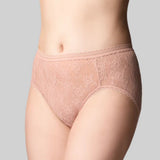 Pink lace underwear on a gray background