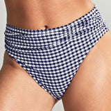 Panache Midi Gather Brief Navy Gingham