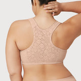 Front-Closure Cotton T-Back Comfort Bra Cafe