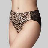 The Knicker Precision Lace Hi Cut Brief Safari Animal