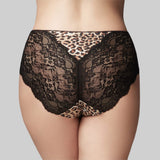 The Knicker Precision Lace Hi Cut Brief Safari Animal