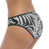 Gemini Palm Black and White Swim Brief