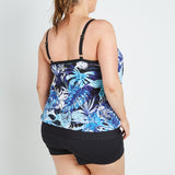 Blouson Top Tankini Black Palms