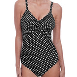 Santa Monica V Neck Swimsuit Black & White