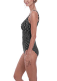 Santa Monica V Neck Swimsuit Black & White