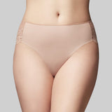 The Knicker Precision Lace Hi Cut Brief Nude