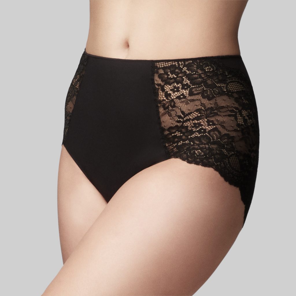 The Knicker Precision Lace Hi Cut Brief Black