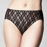The Knicker Classic Lace Hi Cut Brief Black