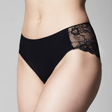 The Knicker Precision Lace Black Hi Cut Brief